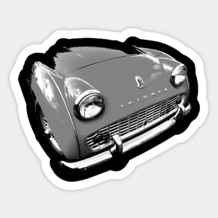 Triumph TR3 British 1950s classic car front quarter monochrome Sticker